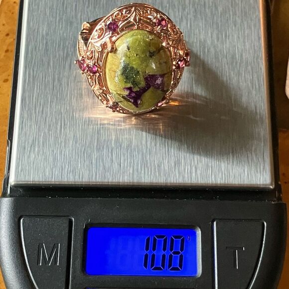 Natural Tasmanian Stichtite Garnet Sterling Silver Cocktail Ring Size 9 - Picture 11 of 11